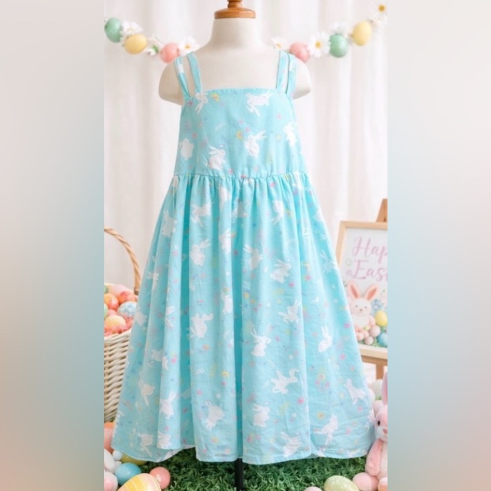 Cynthia Rowley Aqua Bunny Pattern Dress Size 7